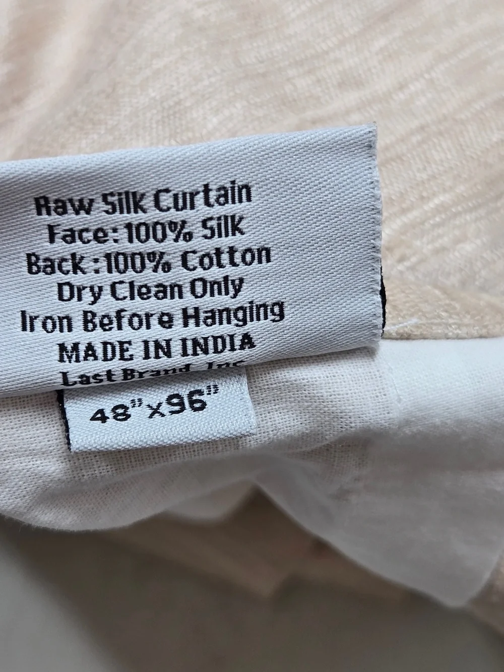 NWT QUINCE Set Of 2 48x96 Raw Silk Curtains Sand 9071